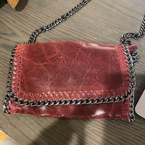 Genuine red leather crossbody bag made in Italy